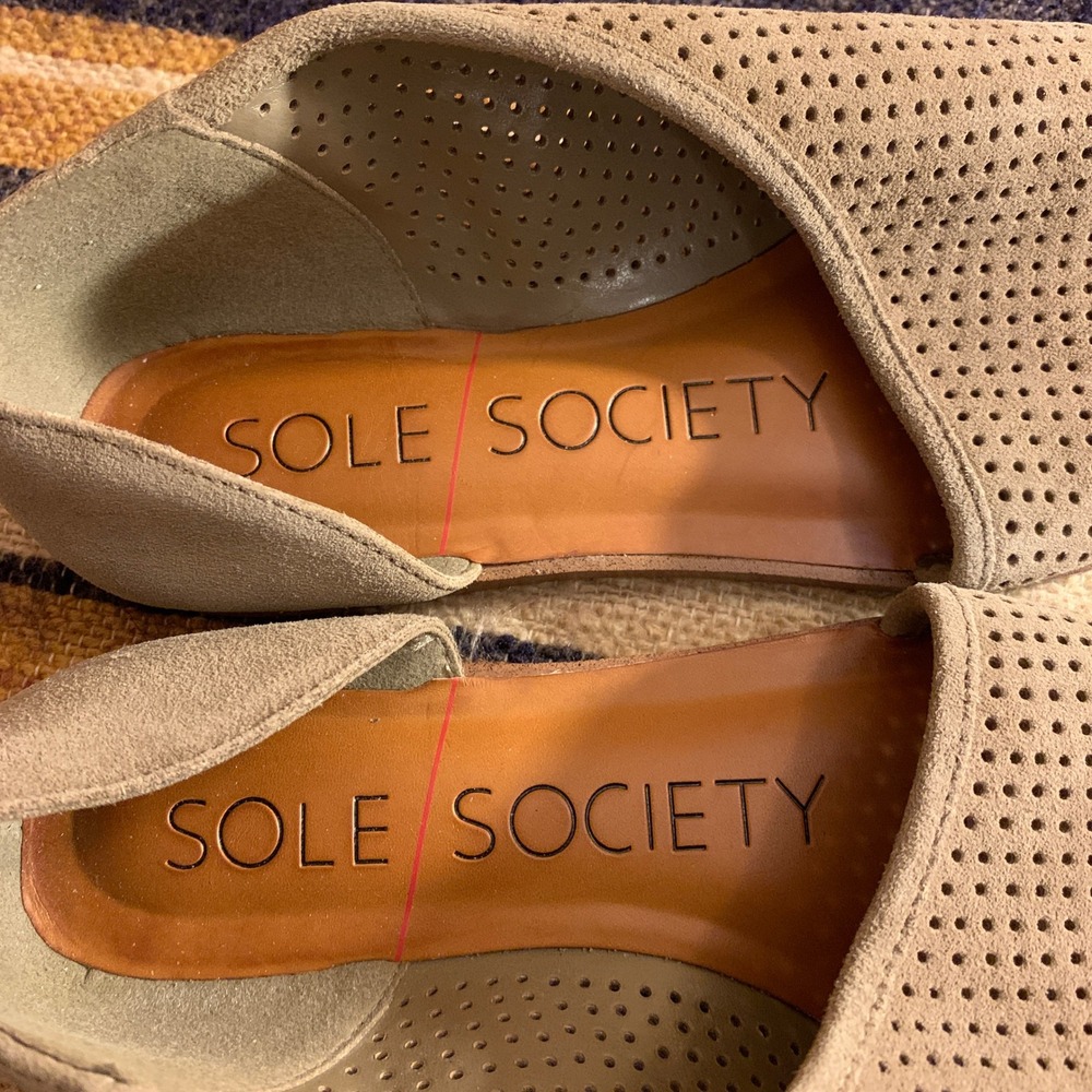 Sole Society Olive Green Perforated Open-Toe Mules - Picture 6 of 7